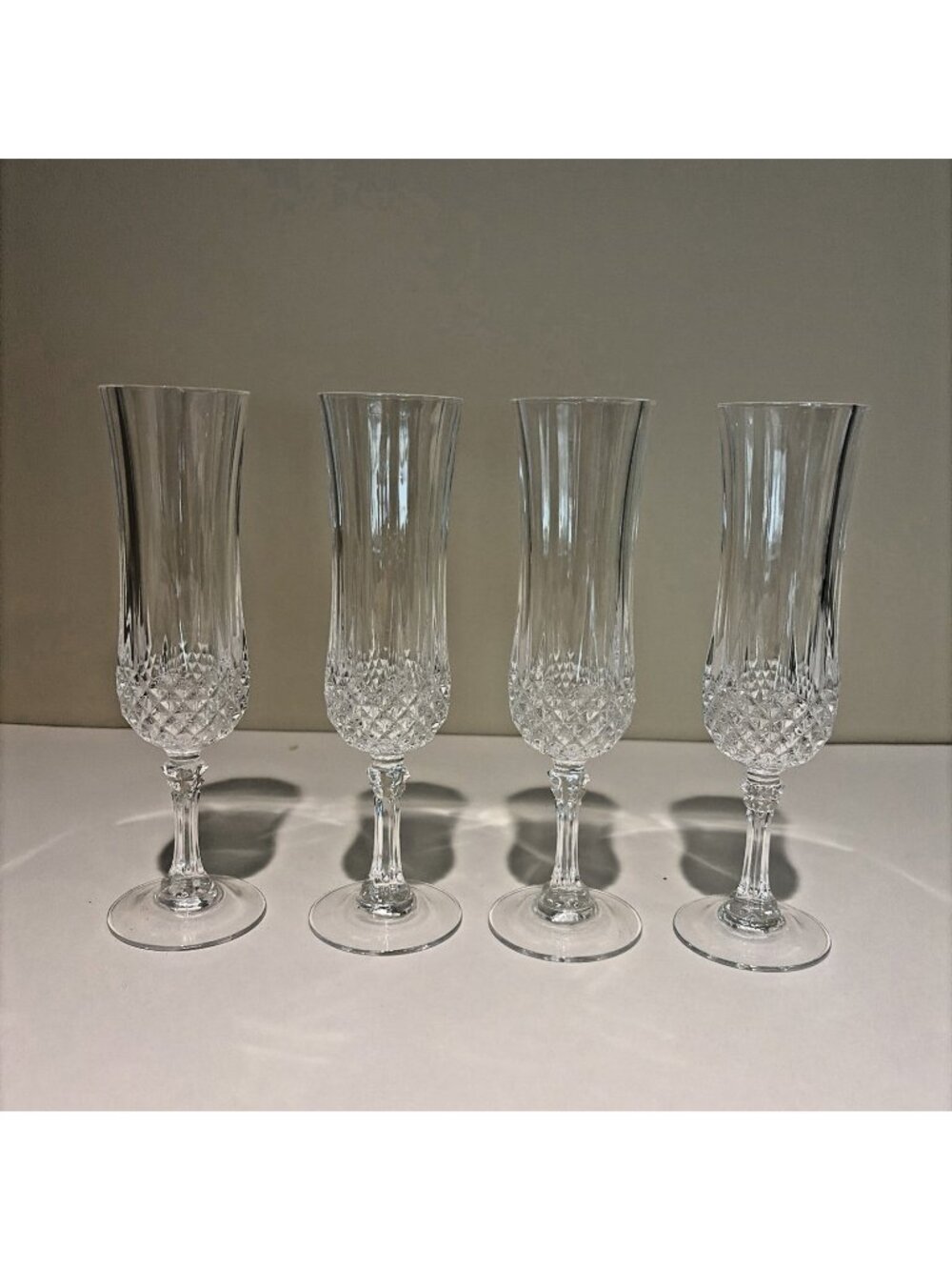 Vintage Cristal D'Arques Longchamp Champagne Glasses Lead Crystal 6 Oz Set of 4